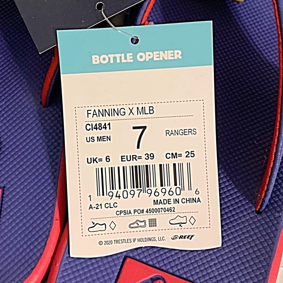 NWT Reef x MLB Texas Rangers Flip Flops With Bottle Opener Men’s Size Various - Picture 10 of 10